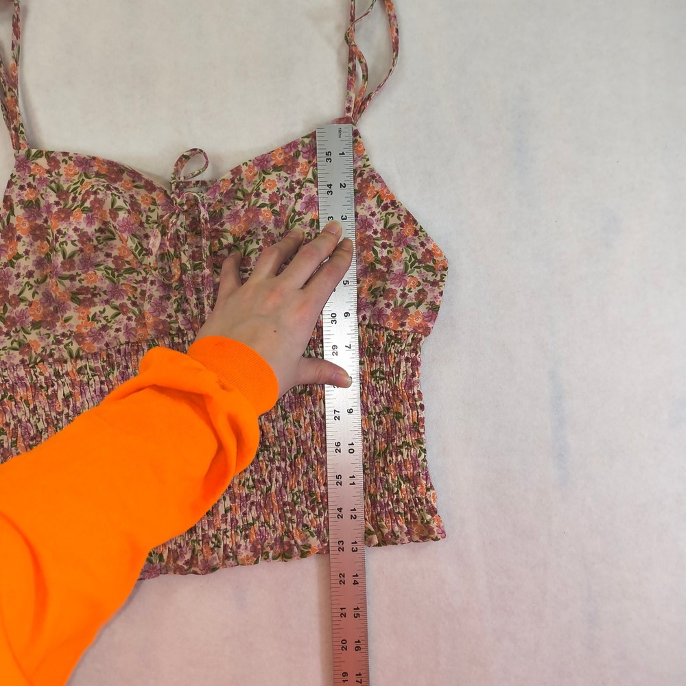 Dress Forum Los Angeles‎ Floral Smocked Crop Top — Boho Chic Tie Strap L - Picture 8 of 8